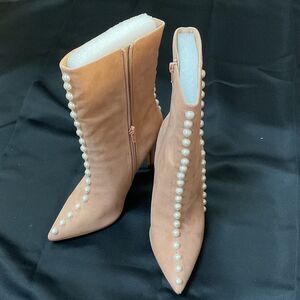 Penny Loves Kenny Tan Pearl Heeled Boots
